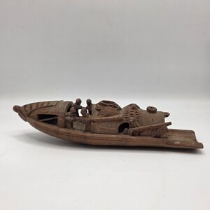 Antique‎ Chinese Bamboo Carved Fishing Boat/ Bamboo Junk /b